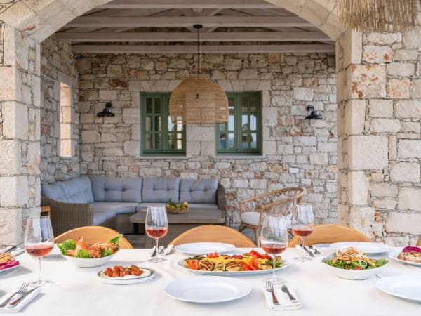 Lunch is served at the al fresco dining area on the main terrace.
